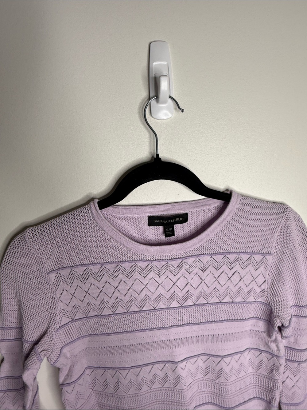 Banana Republic Lavender Pointelle Knit Long Sleeve Top size small - Picture 5 of 8